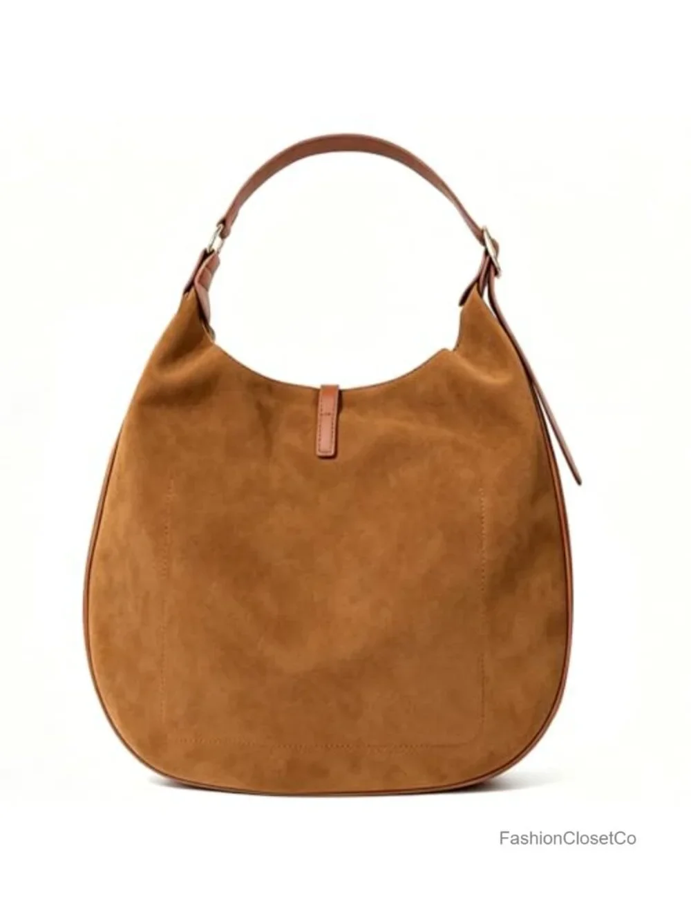 Faux Leather Hobo Shoulder Bag Tote Handbag with Zipper